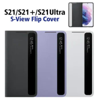 Smart Clear View Flip Mirror Phone Case For Original Samsung Galaxy 5G S21 / S21+Plus / S21 Ultra Leather Protective Covers