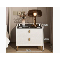 智能床頭櫃輕奢高級感 (【智能實木款】【全實木櫃體+三色燈+無線充電+超纖皮】暖白色50*40*45cm）