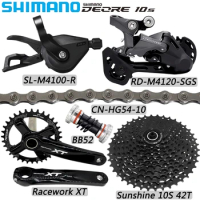 SHIMANO DEORE M4100 10 Speed Derailleur Groupset MTB Bike CN-HG54-10 Chain Racework XT 170/175MM Crank BB52 Bottom Bicycle Parts