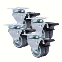 4 Pcs Casters Wheels 2 Inch Heavy Duty Swivel Soft Rubber Roller With Brake For Platform Trolley Furniture Wheels