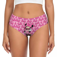 Custom Cartoon Mickey Mouse Minnie Briefs Underwear Women's Breathable Stretch Panties -NVSJK