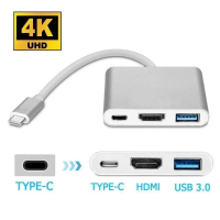 อะแดปเตอร์แปลง Type C USB-C 3.1 Thunderbolt 3 to HDMI 4K USB-C Hub สําหรับ Macbook Ipad Pro คําแนะนํ