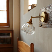 日式複古純黃銅南瓜玻璃壁燈創意個性簡約客廳臥室床頭過道走廊衛生間浴室鏡前壁燈