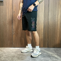 美國百分百【全新真品】Hurley 海灘褲 衝浪褲 短褲 衝浪潮牌 側邊 彩色 漸層 logo 黑色 CB23