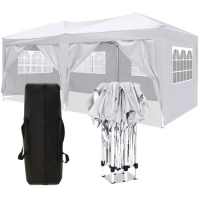 10x20 EZ Pop Up Canopy Outdoor Portable Party Folding Tent with 6 Removable Sidewalls + Carry Bag + 4pcs Weight Bag