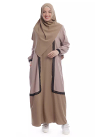 Yanna Azwar Malika Dress Set Hijab-Choco Cream