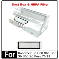 Dust Box For Roborock S5 S50 S51 S55 S6 S60 S6 Pure T6 T4 Robot Vacuum Cleaner Replaceable Spare Parts