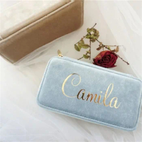 Velvet Custom Jewelry Case, Travel Box, Zipper Case, Christmas &amp; Holiday Gifts for Her, Wedding and Bridesmaid, Women Gift Idea