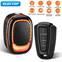 ELECTOP 115dB Bicycle Alarm Tail Lights with Remote Anti-Theft Waterproof Wireless Bike Motorcycle B