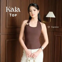 Kaia Top | Atasan Wanita | Top Wanita | Korean Top | Backless Top | Halter Top M-L Espresso