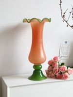 中古風手工琉璃花瓶干花餐桌家居簡約高級感法式復古桌面擺件花器