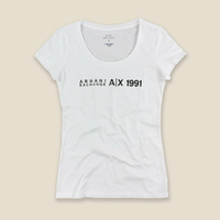 美國百分百【Armani Exchange】T恤 AX 短袖 大圓領 logo 上衣 T-shirt 白色 女 I428