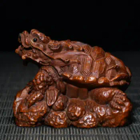 Archaize seiko Hand-carved boxwood dragon turtle household decoration small crafts statue
