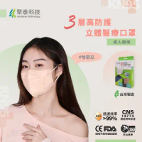 【聚泰科技】3層高效防護 KN95 立體醫療口罩 哈密瓜(10入/盒、高品質水駐極熔噴布)