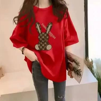 Baju Kaos Oversized Wanita / Kaos Distro Wanita Bahan Cotton Combed International โ- XL Merah