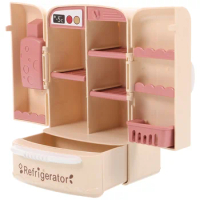 Refrigerator Double Door Mini Fridge for Crafts Toy Room Kitchen Miniatures Decor Dollhouse Child
