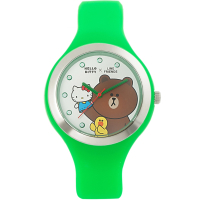 HELLO KITTY 凱蒂貓 x LINE 限量聯名超萌熊大手錶-綠/40mm