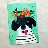 Cute Dog Hand Dyed Cloth Dog DIY Handmade Patchwork Positioning Cloth 15X20cm Decorative Canvas Pure Cotton Canvas