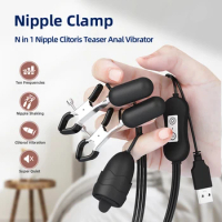 10 Frequency Nipple Vibrator Breast Massage Nipple Clamps Clitoral Clip Nipple Clitoral Stimulation Sex Toys for Women Couple