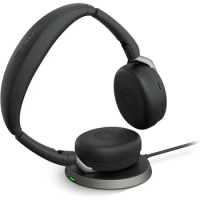 Jabra evolve2 65 flex stereo headset with Bluetooth, wireless charging pad-Noise-Cancelling ClearVoice Technology &amp; Hybrid