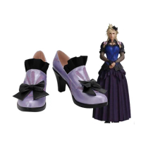 Cloud Strife Purple Shoes Cosplay Final Fantasy VII Remake Cloud Cosplay Boots High Heel Shoes Custom Made