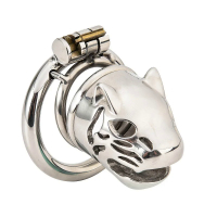 〖㏆㏇㏈〗Stainless Steel  Lock Chastity Cage Set Small Male Metal Lion  Cage  Belt  Ring Slave Restrained Man