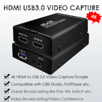 4K 2K HDMI to USB 3.0 Video Capture Card Dongle Camcorder Video PS4 Wii Switch Game Live Broadcasting Game Video Live Streaming