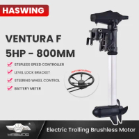 Haswing Ventura F Electric Trolling Motor Brushless 5HP Transom Mount 24V 50752 Steering Wheel Series Motor Shaft 800MM for Boat