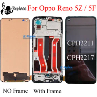 High quality TFT Black 6.43 inch For Oppo Reno5 Z / Oppo Reno5 F LCD Display Touch Screen Digitizer Panel Assembly / With Frame