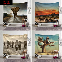 非洲大象掛布ins泰國大象掛毯墻布背景裝飾壁掛圖騰掛布沙發桌布