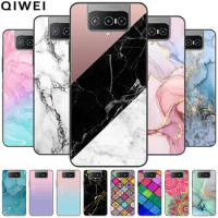 Phone Cases for For Asus Zenfone 8 Flip Cover Marble Print Soft TPU Silicone Back Cover for Asus Zen