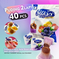 PUDING 2 LAPIS 40 PCS RASA BUAH-BUAHAN DAN GULA AREN RASA MANGGA BLUEBERRY STRAWBERRY Pudding Fruity