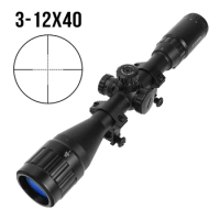 3-12x40AOL Rifle Scope Tactical Riflescope Hunting Riflescope Green Red Illuminated Optical Scope for Air Rifle Airsoft Sniper