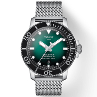 Tissot 天梭Seastar海星系列 動力80陶瓷潛水腕錶-43mm/漸層綠