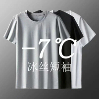 [S-8XL] Áo điều hòa mùa hè, áo thun tay ngắn bằng lụa đá, kích thước lớn cho nam, nhanh khô, mỏng, á