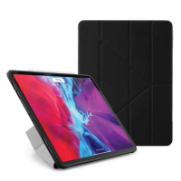【Pipetto】iPad Pro 12.9吋 第4代 Origami TPU多角度多功能保護套 黑色(iPad保護套)
