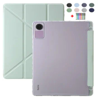 For Xiaomi Redmi Pad RedMiPad SE 2023 Case with Pen Holder Clear Back Protective Shell for Redmi Pad SE 11 Tablet Cover + Pen