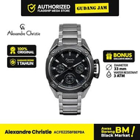 Jam Tangan Wanita Alexandre Christie AC 6225 BFB Stainless Steel Strap Grey Black