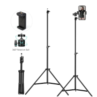 Tripod Stand 1.6 M Meter Dengan MiniBall Dan Holder U Untuk Handphone Dan Kamera aluminium panjang T