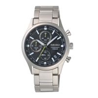 SEIKO 競速極限三眼計時腕錶-銀X黑-SSB419P1-39mm