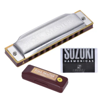 Suzuki 1072-F Folkmaster Standard 10-Hole Diatonic Harmonica Key of F 20 Tone for Beginner Student
