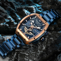 Jam Tangan Pria Evans Jayden EJ 9620 Rantai Automatic Movement Stainless Steel Kaca Sapphire Chronog