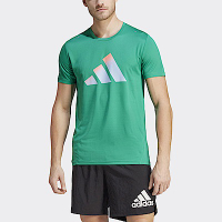 Adidas Run Icons 3 Bar [HR3245] 男 短袖 上衣 T恤 亞洲版 運動 路跑 反光 修身 綠