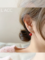 925銀針簡約水鉆小一橫紅色過年珍珠耳釘百搭氣質耳環耳墜