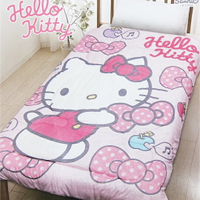 小禮堂 Hello Kitty 超柔毯被 單人毯被 厚毯被 墊被 保暖被 5x6.5尺 (粉 蝴蝶結)
