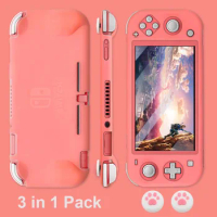 3 in 1 Silicone Protective Case For Nintend Switch Lite Pink Cute Cover Shell For NintendoSwitch Lite Console Shell Accessorie