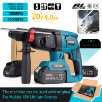 Brushless Electric Hammer Cordless Rotary Hammer Impact Drill 4 Modes Multifunctional Hammer Drill Pick For Makita 18V Battery