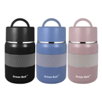 【GREEN BELL 綠貝】3色組 316不鏽鋼1L陶瓷悶燒罐-附背帶(大容量 保溫 保冷 陶瓷內膽 不留味 SGS)