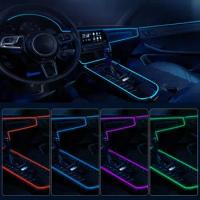Car Atmosphere Lights EL Neon Wire Strip Light Auto Interior Decorative Ambient Neon Lamp EL Wire Rope Tube Waterproof LED Strip