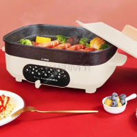 electric hot pot multifunctional cooking pot electric barbecue meat pot net red pot one household cooking and frying